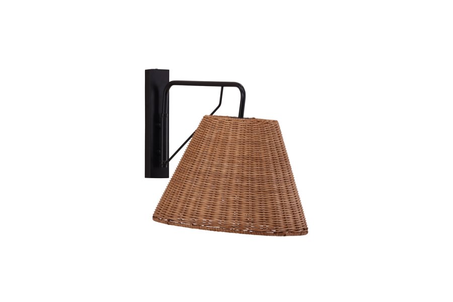 VIND COLLECTION Stala vglampe - natur rattan og sort jern