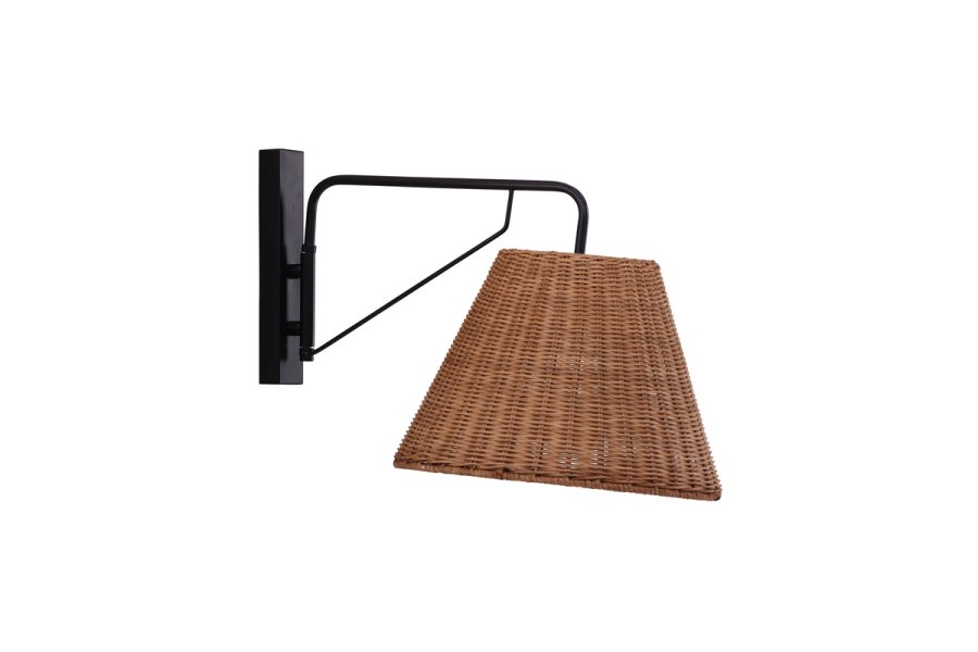 VIND COLLECTION Stala vglampe - natur rattan og sort jern