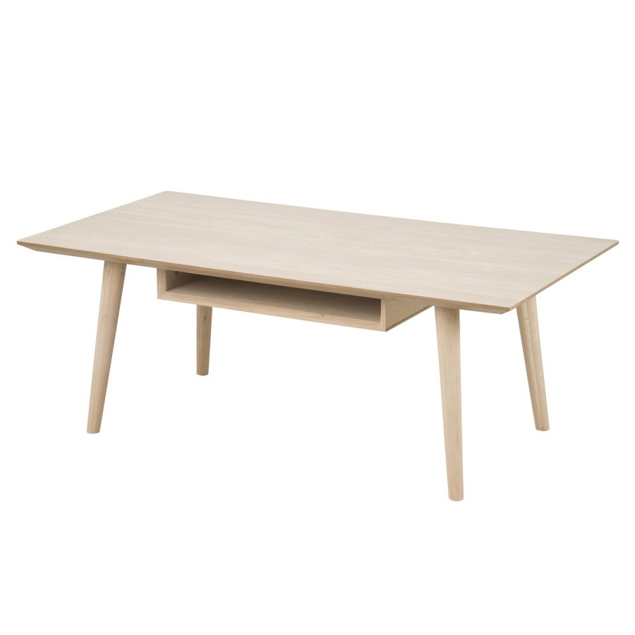 ACT NORDIC Century sofabord, m. hylde - hvidpigmenteret egetrsfiner og eg (115x60) 