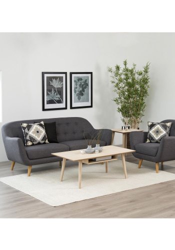 ACT NORDIC Century sofabord, m. hylde - hvidpigmenteret egetrsfiner og eg (115x60) 