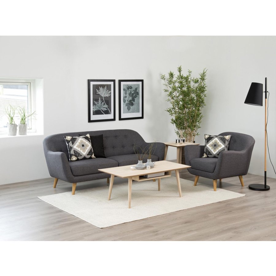 ACT NORDIC Century sofabord, m. hylde - hvidpigmenteret egetrsfiner og eg (115x60) 