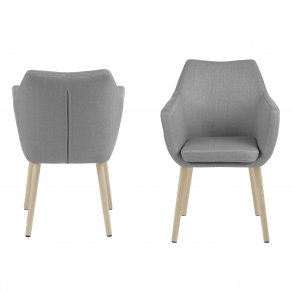 ACT NORDIC Nora armstol, m. armln - lysegr polyester og hvidpigmenteret eg