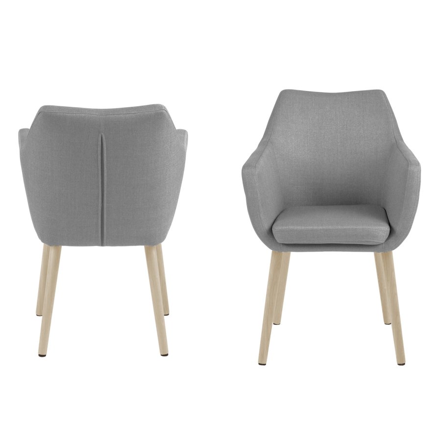 ACT NORDIC Nora armstol, m. armln - lysegr polyester og hvidpigmenteret eg