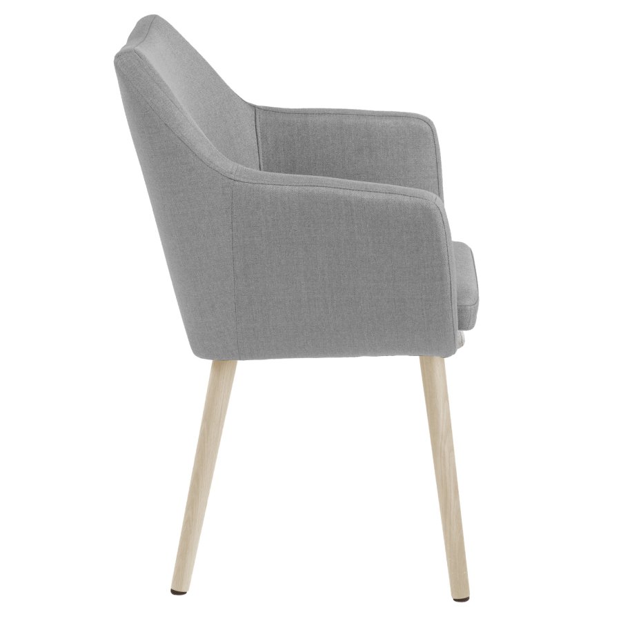 ACT NORDIC Nora armstol, m. armln - lysegr polyester og hvidpigmenteret eg