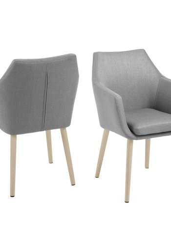 ACT NORDIC Nora armstol, m. armln - lysegr polyester og hvidpigmenteret eg