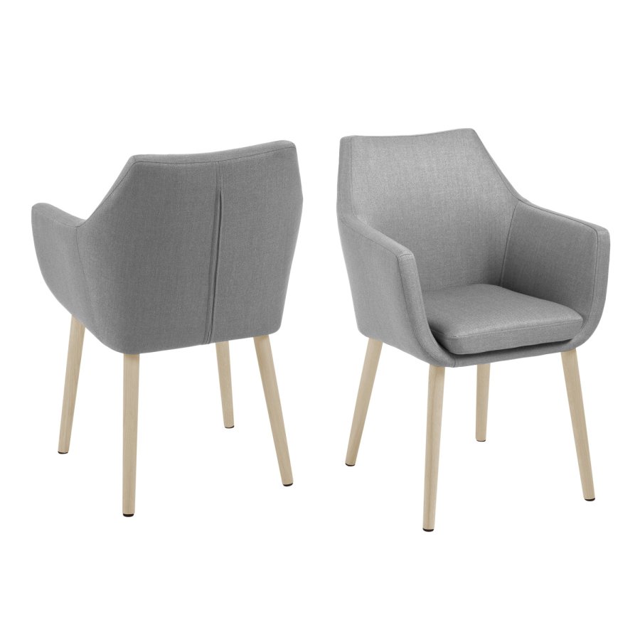 ACT NORDIC Nora armstol, m. armln - lysegr polyester og hvidpigmenteret eg