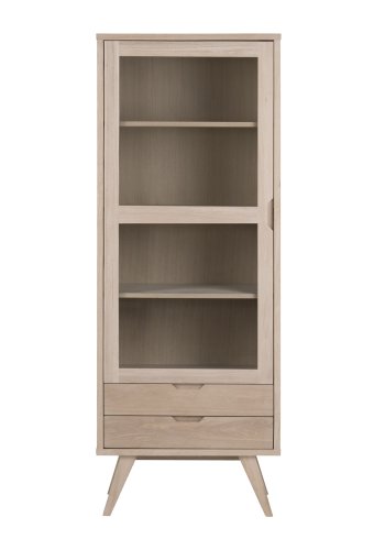 ACT NORDIC A-Line vitrineskab, m. 1 glaslge og 2 skuffer - hvidpigmenteret egetrsfiner og egetr