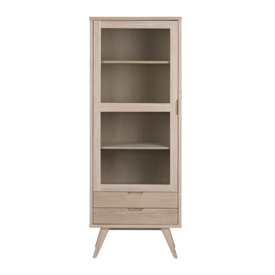 ACT NORDIC A-Line vitrineskab, m. 1 glaslge og 2 skuffer - hvidpigmenteret egetrsfiner og egetr