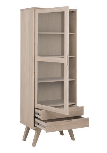 ACT NORDIC A-Line vitrineskab, m. 1 glaslge og 2 skuffer - hvidpigmenteret egetrsfiner og egetr