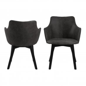 ACT NORDIC Bella spisebordsstol, m. armln - antracitgr polyester og sort eg