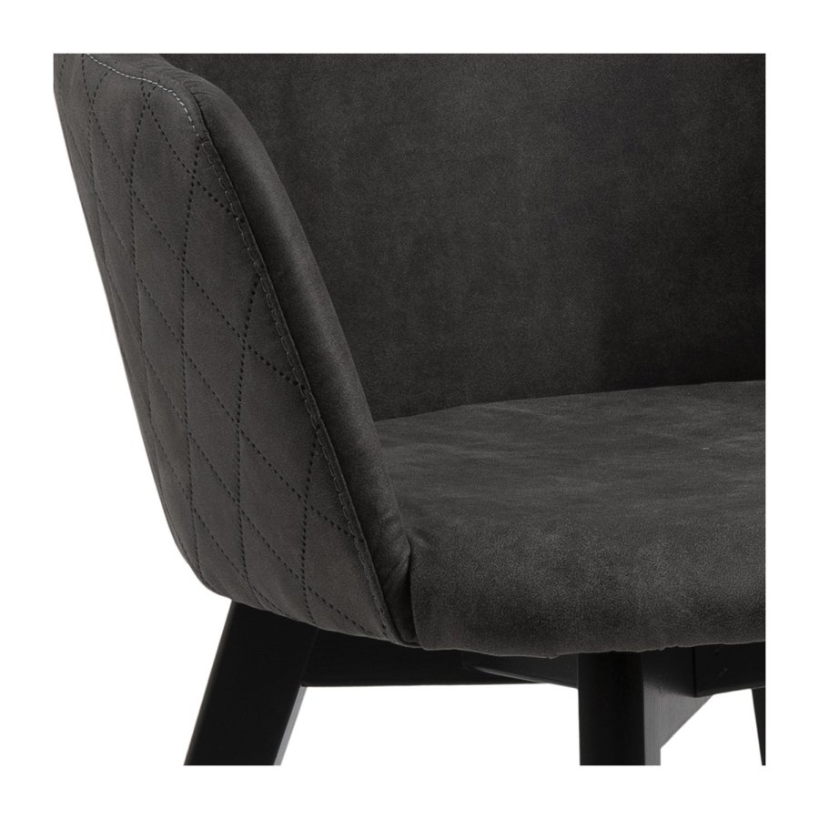 ACT NORDIC Bella spisebordsstol, m. armln - antracitgr polyester og sort eg