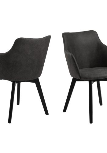 ACT NORDIC Bella spisebordsstol, m. armln - antracitgr polyester og sort eg