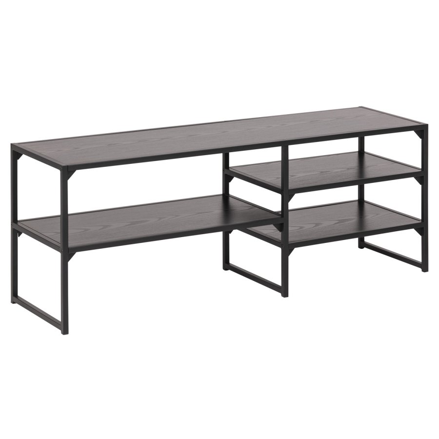 ACT NORDIC Seaford TV-bord, m. 3 hylder - sort melaminask og metal (120x33)