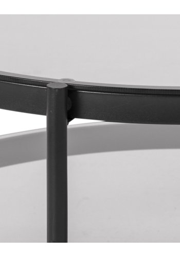 ACT NORDIC Bayonne rund sofabord, m. hylde - rgfarvet glas og sort metal (75)