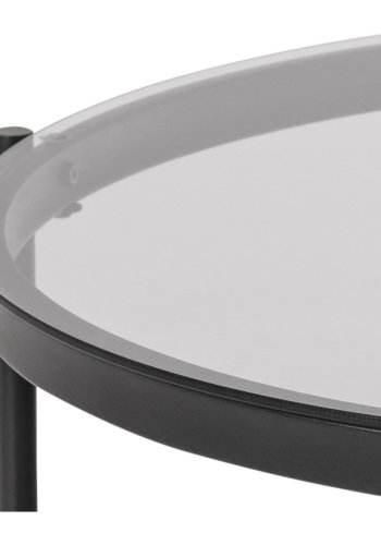 ACT NORDIC Bayonne rund sofabord, m. hylde - rgfarvet glas og sort metal (75)