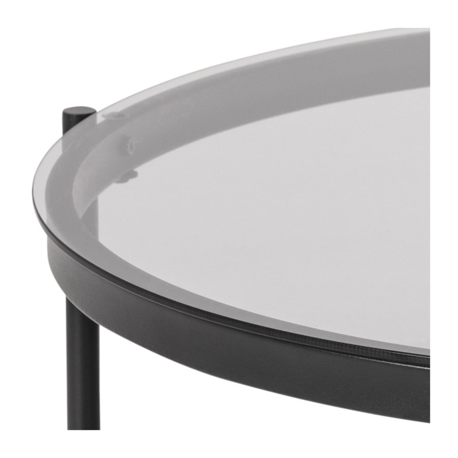 ACT NORDIC Bayonne rund sofabord, m. hylde - rgfarvet glas og sort metal (75)