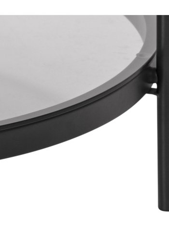 ACT NORDIC Bayonne rund sofabord, m. hylde - rgfarvet glas og sort metal (75)
