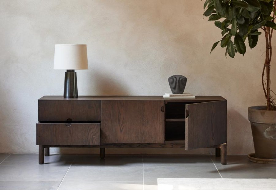 Arun TV-bord, m. 2 lger og 2 skuffer - espressoolie (B:160)