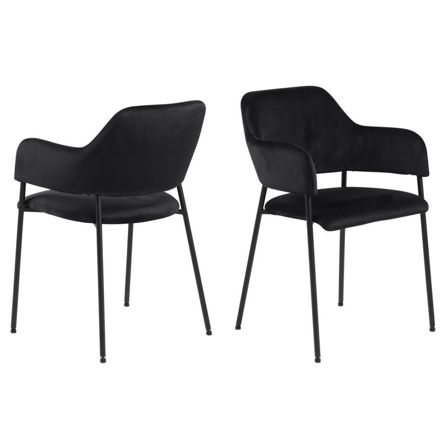 ACT NORDIC Lima spisebordsstol, m. armln - sort polyester og metal