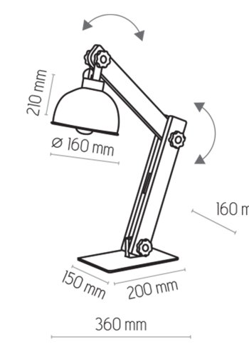 TK Oslo bordlampe - sort metal og tr