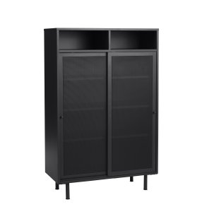 Veep skab, m. 2 skydelger og hylder - sort metal (H:140)