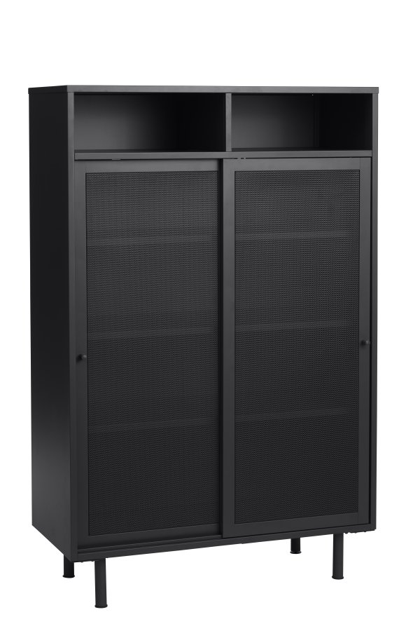 Veep skab, m. 2 skydelger og hylder - sort metal (H:140)