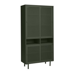   Veep skab, m. 4 skydelger og hylder - olivengrn metal (H:180)