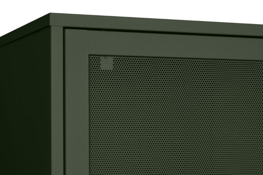   Veep skab, m. 4 skydelger og hylder - olivengrn metal (H:180)