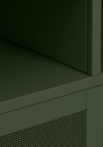   Veep skab, m. 4 skydelger og hylder - olivengrn metal (H:180)