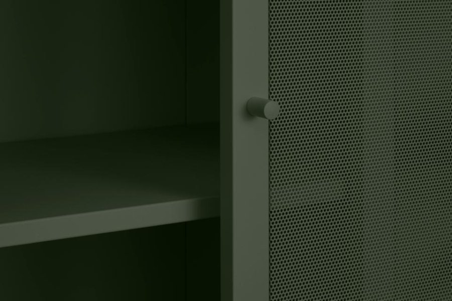   Veep skab, m. 4 skydelger og hylder - olivengrn metal (H:180)