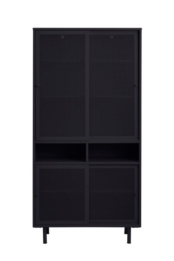 Veep skab, m. 4 skydelger og hylder - sort metal (H:180)