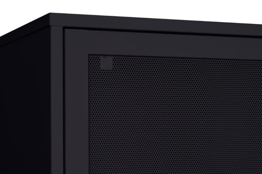 Veep skab, m. 4 skydelger og hylder - sort metal (H:180)