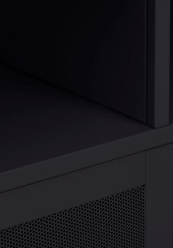 Veep skab, m. 4 skydelger og hylder - sort metal (H:180)