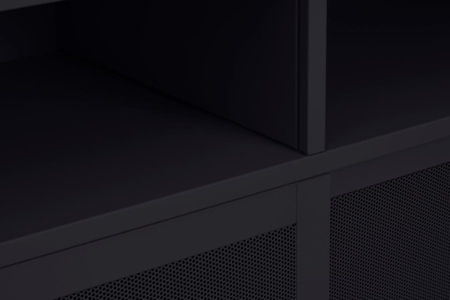 Veep skab, m. 4 skydelger og hylder - sort metal (H:180)