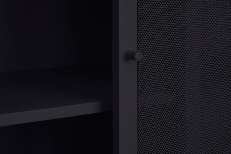 Veep skab, m. 4 skydelger og hylder - sort metal (H:180)