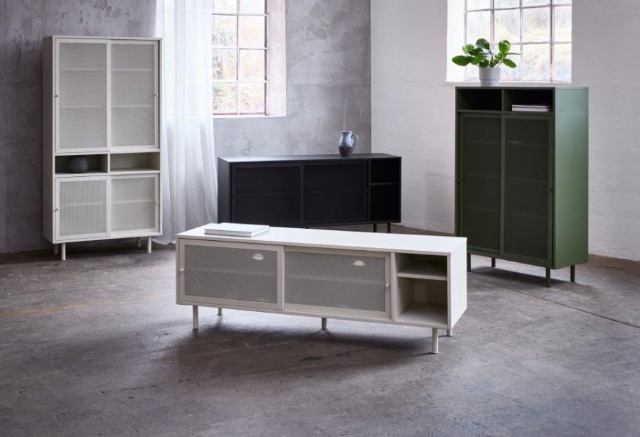 Veep skab, m. 4 skydelger og hylder - sort metal (H:180)