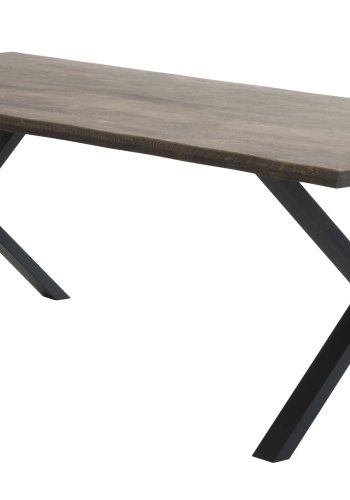 Atlantic spisebord med blget kant 40 mm, m. udtrk - rgfarvet egetr og sort metal (95x260) 