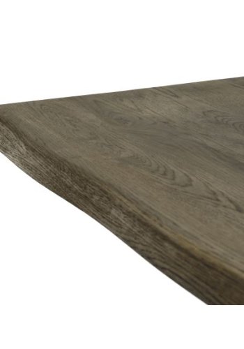 Atlantic spisebord med blget kant 40 mm, m. udtrk - rgfarvet egetr og sort metal (95x260) 