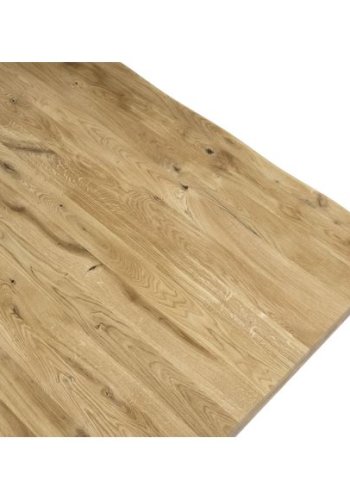 Atlantic spisebord med blget kant 40 mm, m. udtrk - natur egetr og sort metal (95x260)