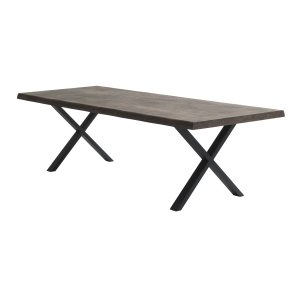 Atlantic spisebord med blget kant 60 mm, m. udtrk - rgfarvet egetr og sort metal (100x260) 