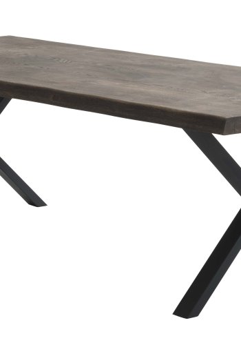 Atlantic spisebord med blget kant 60 mm, m. udtrk - rgfarvet egetr og sort metal (100x260) 