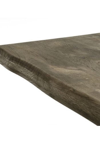 Atlantic spisebord med blget kant 60 mm, m. udtrk - rgfarvet egetr og sort metal (100x260) 