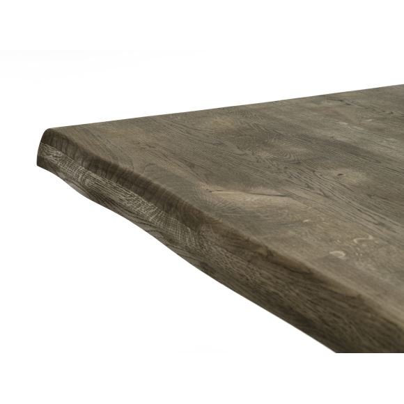 Atlantic spisebord med blget kant 60 mm, m. udtrk - rgfarvet egetr og sort metal (100x260) 