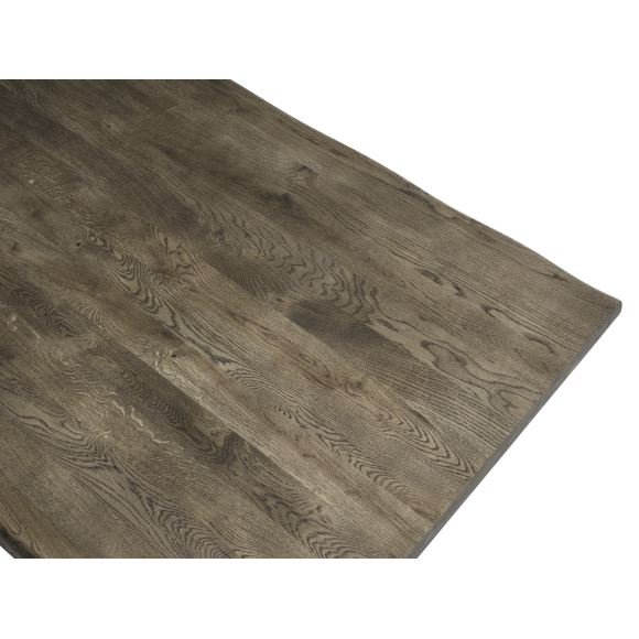 Atlantic spisebord med blget kant 60 mm, m. udtrk - rgfarvet egetr og sort metal (100x260) 