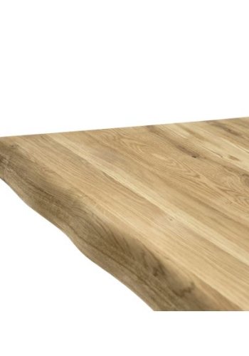 Atlantic spisebord med blget kant 60 mm, m. udtrk - natur egetr og sort metal (100x260)