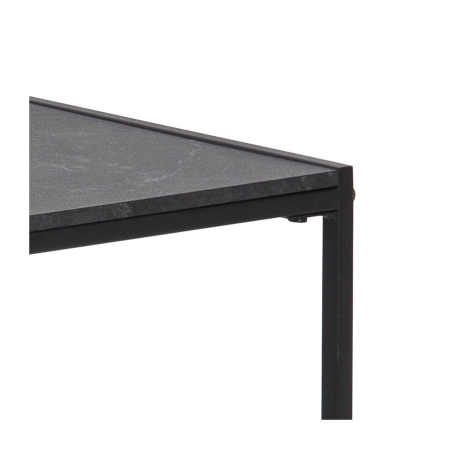 ACT NORDIC Infinity rektangulr sofabord - sort melamin m. marmorprint og sort metal (120x60)