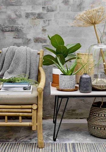 BLOOMINGVILLE Mundo havebord - gr/sort cement/metal, rektangulr (90x60)