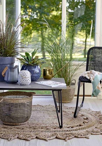 BLOOMINGVILLE Mundo havebord - gr/sort cement/metal, rektangulr (90x60)