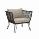 BLOOMINGVILLE Mundo loungestol - natur/sort polyester/metal, m. armln, inkl. hynder
