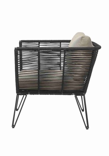 BLOOMINGVILLE Mundo loungestol - natur/sort polyester/metal, m. armln, inkl. hynder